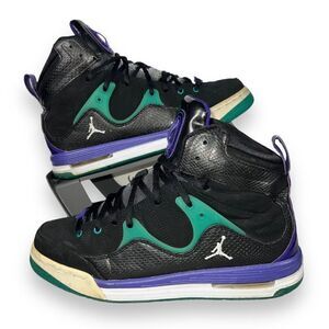 Air Jordan Flight TR 97 Black/Grape Purple/Aqua 428827-008 Youth 7 Women's 8.5